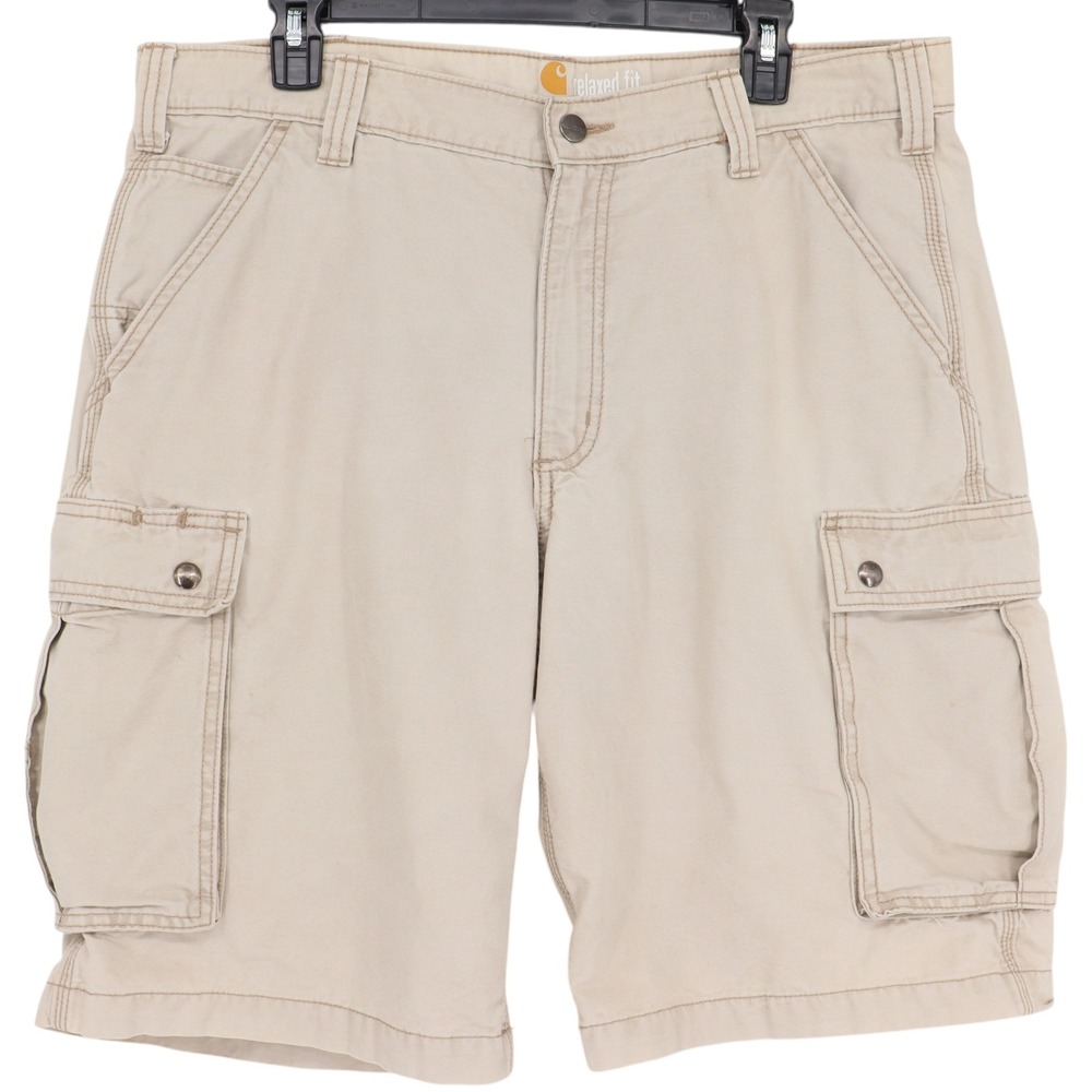 Carhartt Mens Size 36 Relaxed Fit Cargo Shorts Tan Khaki Canvas 100277 232
